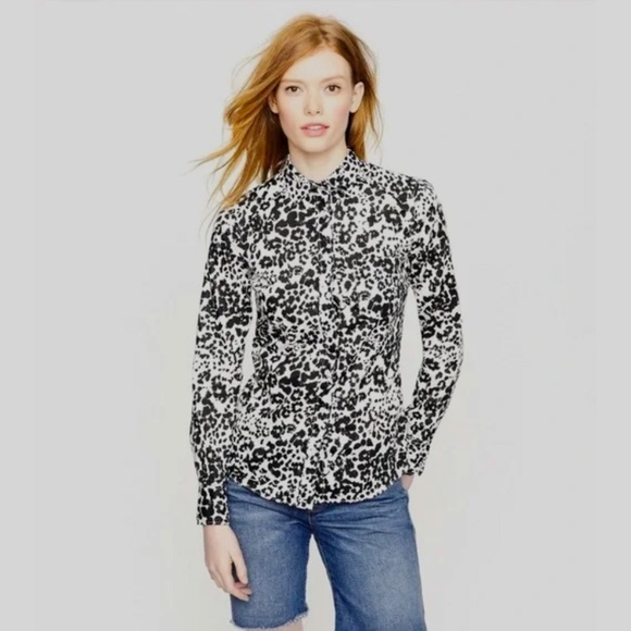 J Crew Long Sleeve Button Down Animal Print - Picture 1 of 3